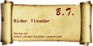 Bider Tivadar névjegykártya